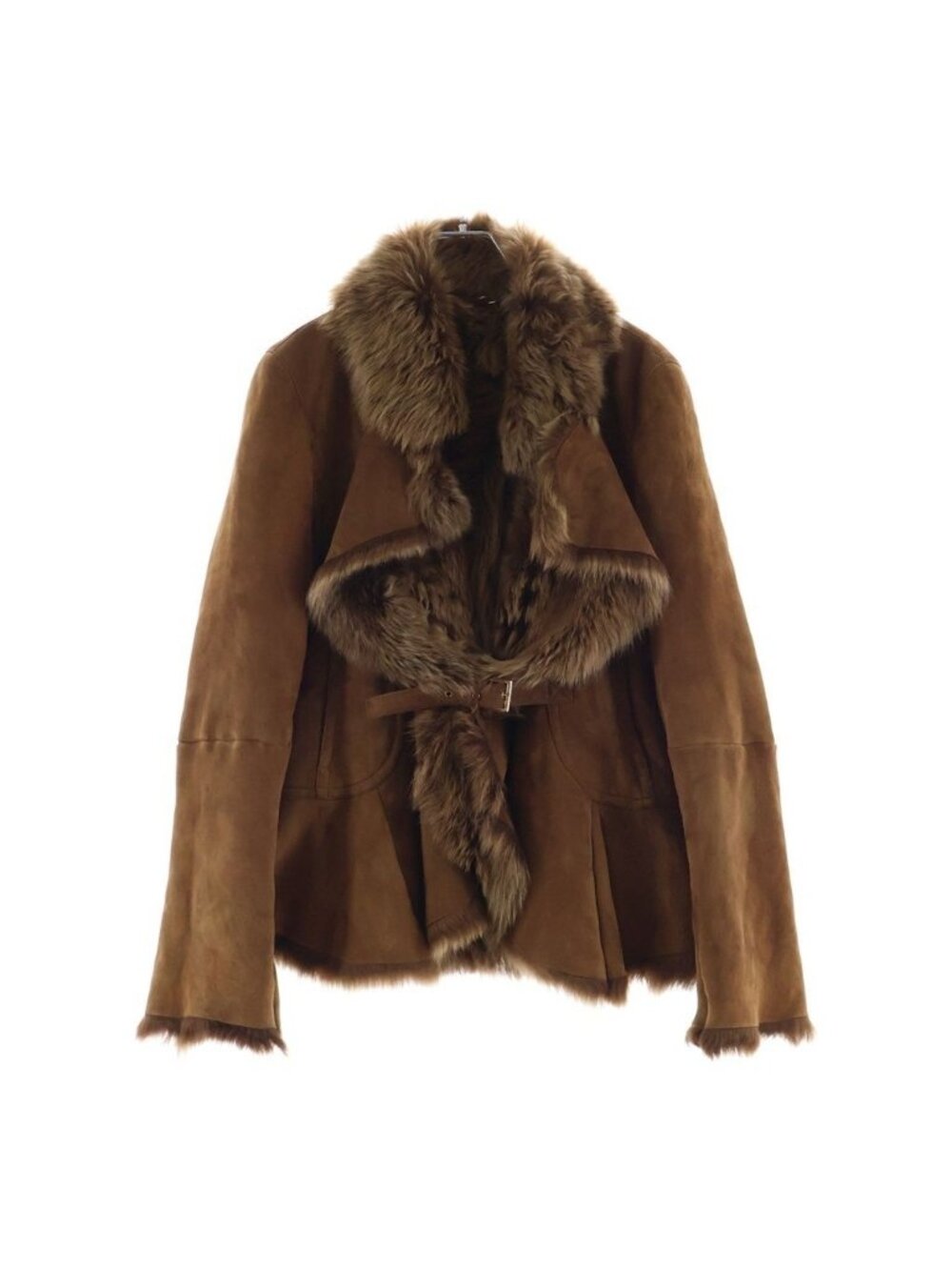 Max Mara Shearling Mid Length Coat Brown